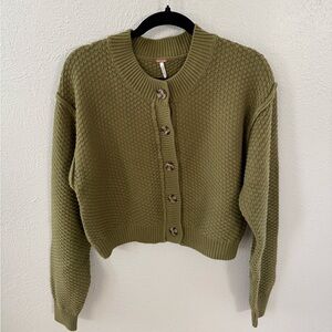 Free People Olive Cardigan Sweater